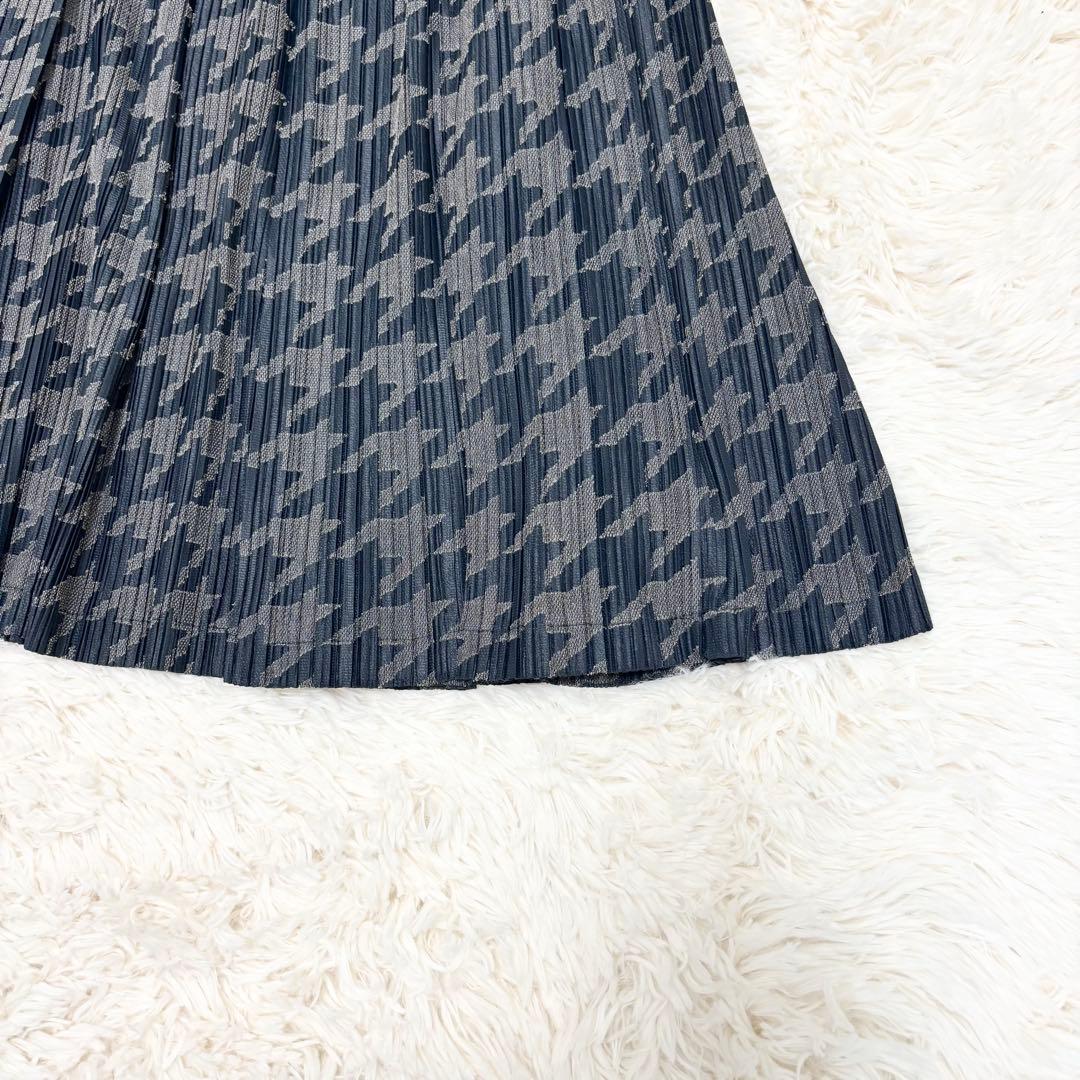 美品 プリーツプリーズ 千鳥格子 プリーツスカート グレー サイズ3