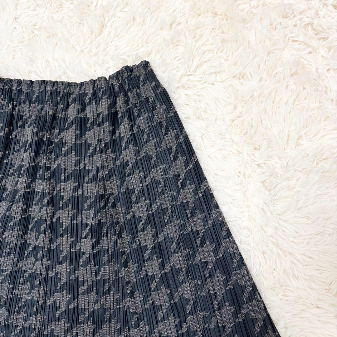 美品 プリーツプリーズ 千鳥格子 プリーツスカート グレー サイズ3