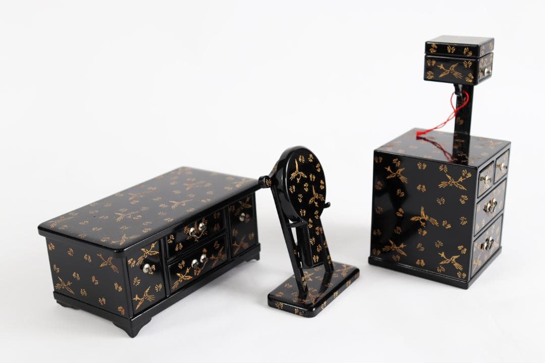 雛道具 京人形 田中彌 蝶鳥蒔絵 鏡台 針箱 京都 田中弥 共箱