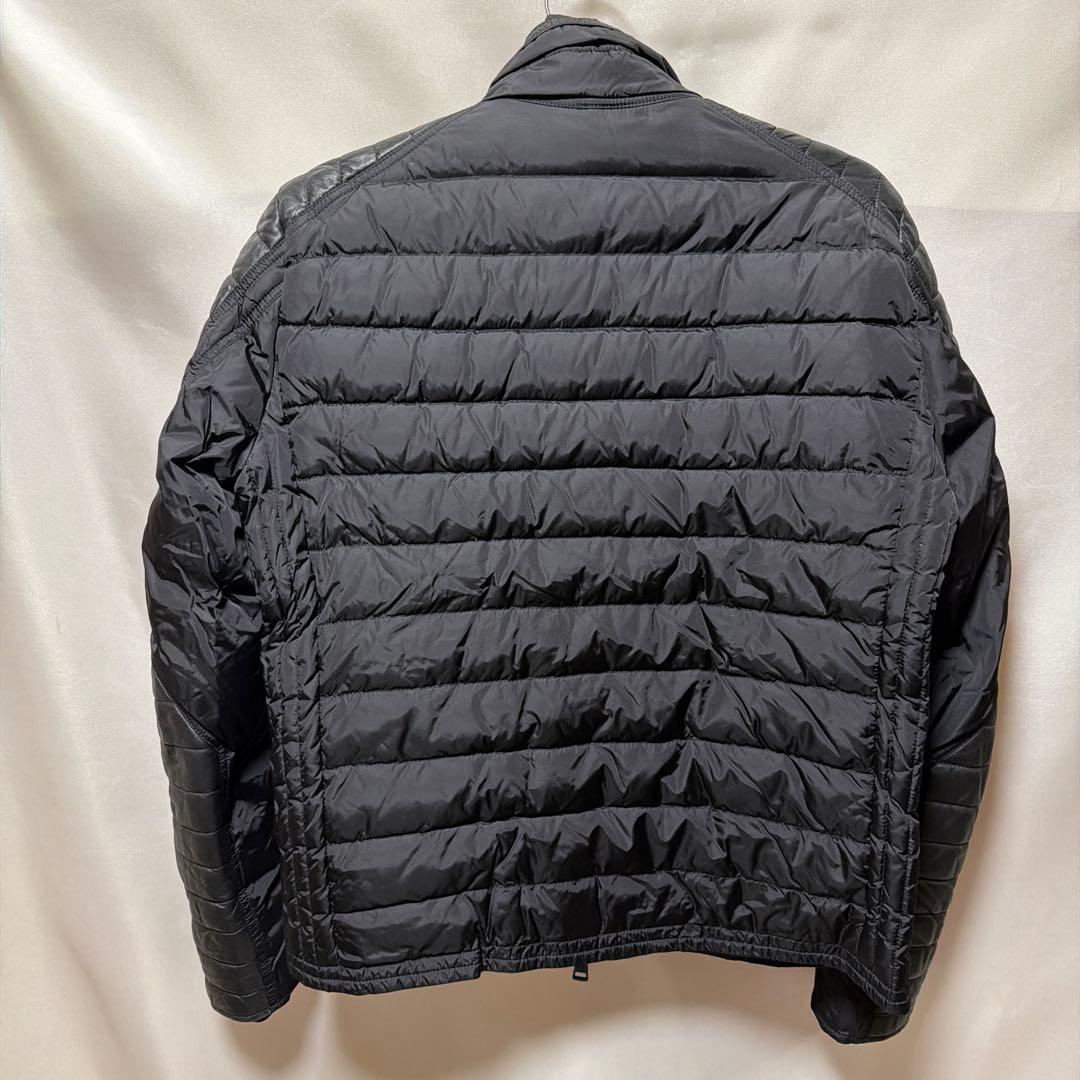 ロ*口様 モンクレール レザー×ナイロン ダウン ライダース ジャケット BAH