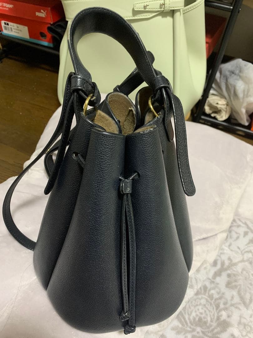 POLENE 黒 バケツ型 ショルダーバッグ