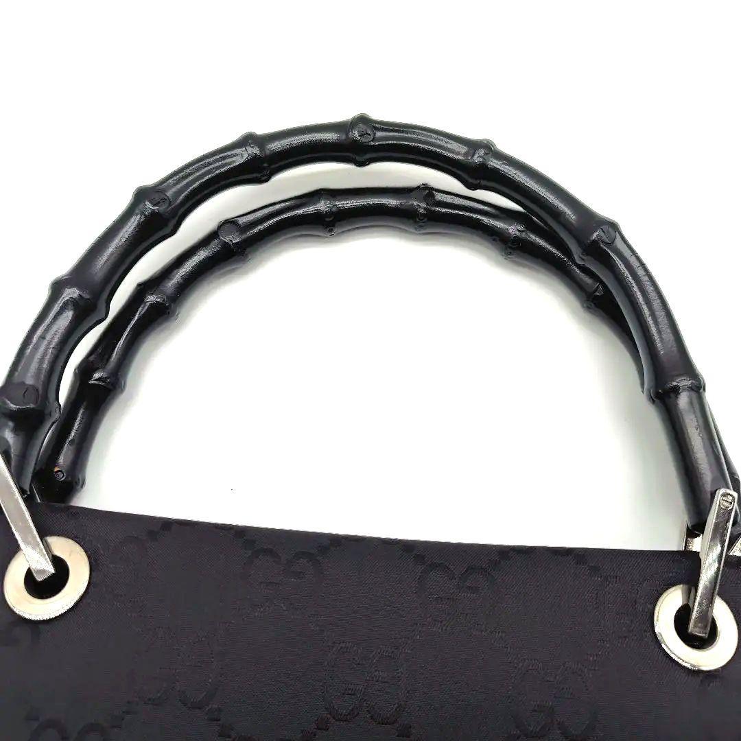 Gucci 　グッチ　GGパターン　バンブー 　ハンドバッグ 黒