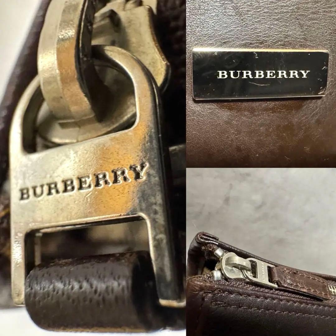 バーバリー　ビジネスバック　ノバチェック　ブラウン　ロゴプレート　A4◎