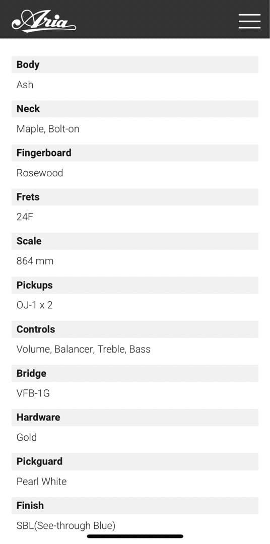 Aria Pro II ベース