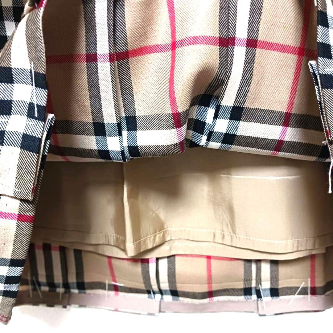 バーバリー ノバチェック スカート ベージュ ひざ下丈 プリーツ13BR難あり