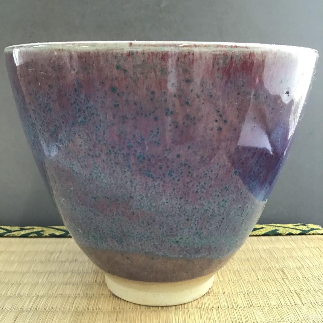 茶道具　建水　辰砂　南渓山窯　発色美　姜寿華　カンスウファ造　共箱　S222KS