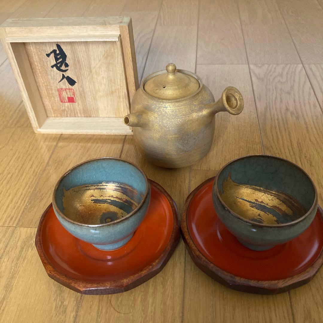 【希少】小川甚八 金彩急須 共箱 名工