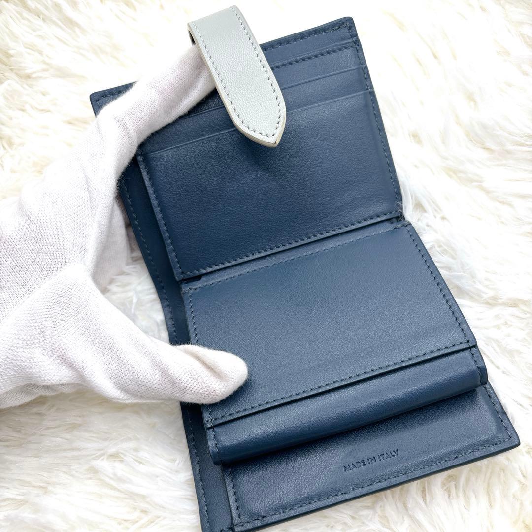 極美品✨️CELINE 二つ折り財布 ネイビー スモールストラップウォレット
