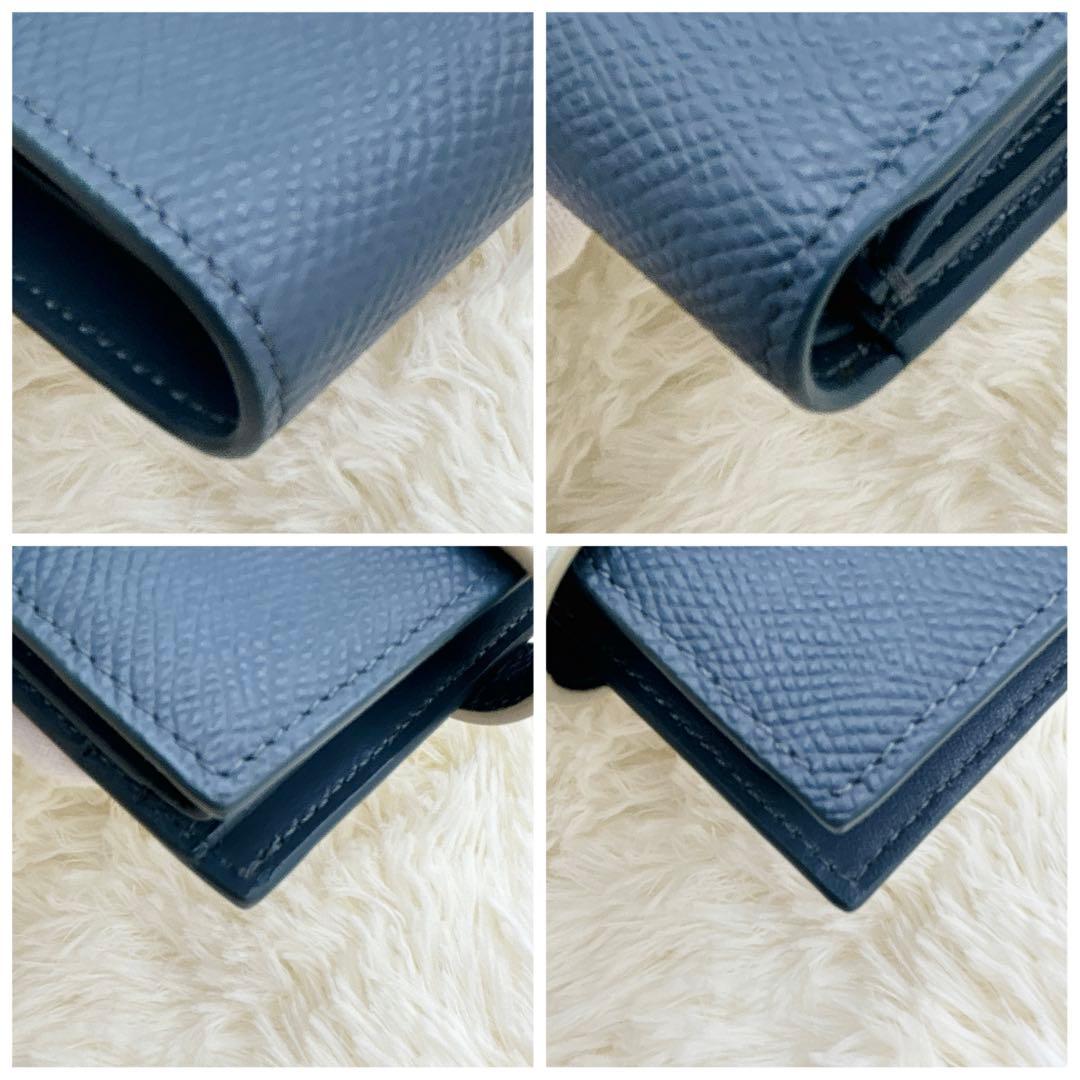 極美品✨️CELINE 二つ折り財布 ネイビー スモールストラップウォレット