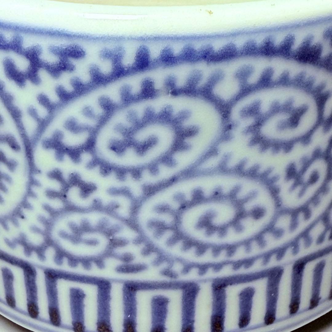 古伊万里　極上品　染付蛸唐草文様火入れ　灰入れ　江戸期　骨董　古美術コレクション