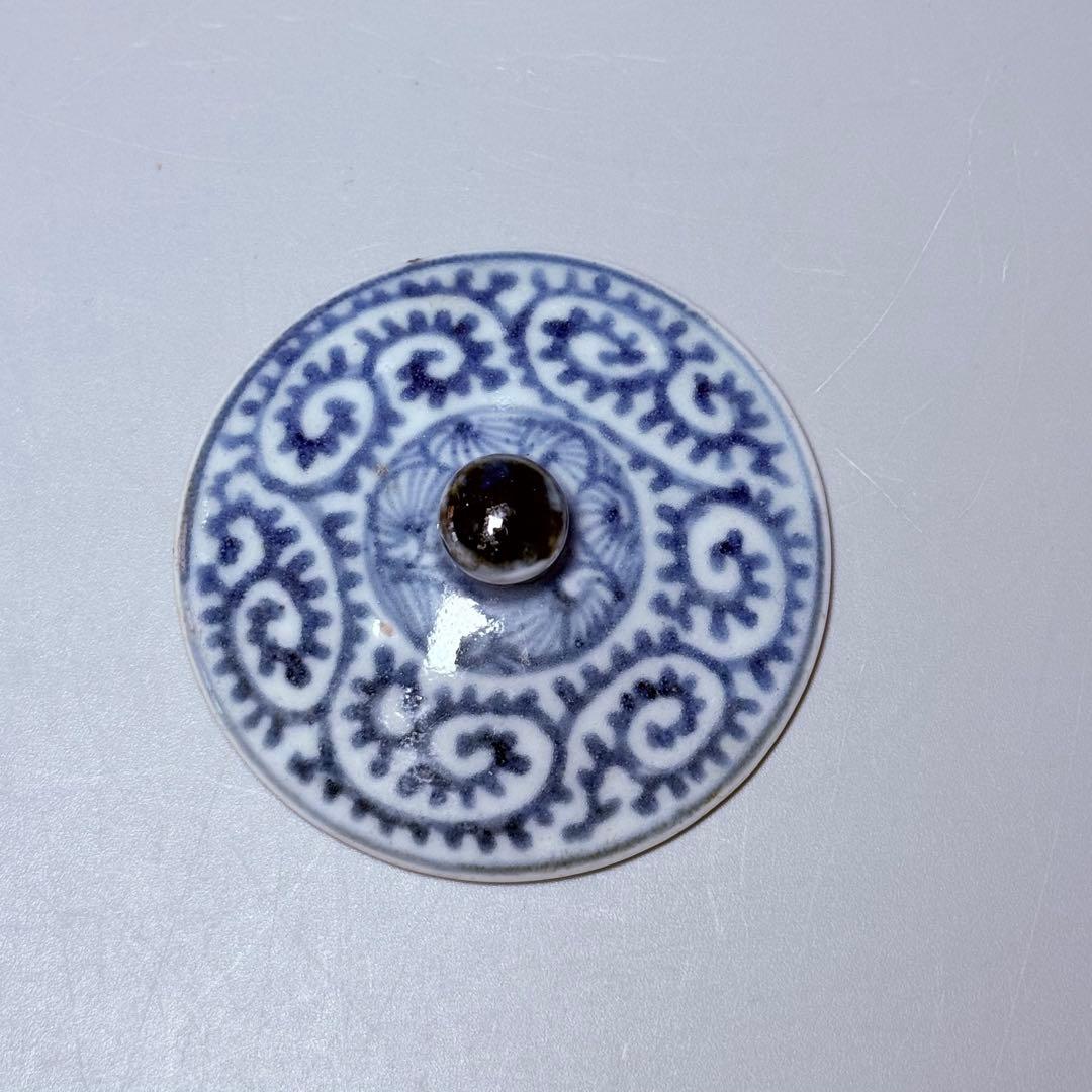 古伊万里　極上品　染付蛸唐草文様火入れ　灰入れ　江戸期　骨董　古美術コレクション