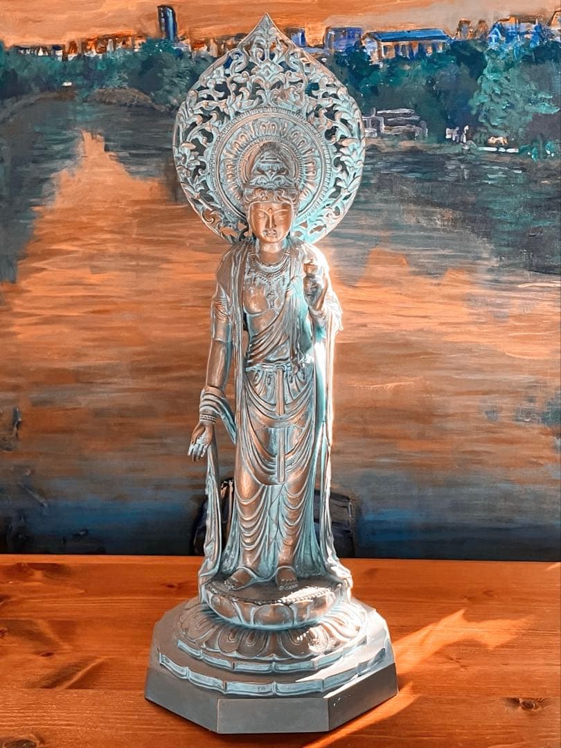 大仏師 松久宗琳(マツヒサ ソウリン)作 瑠璃観音　ブロンズ製 共箱