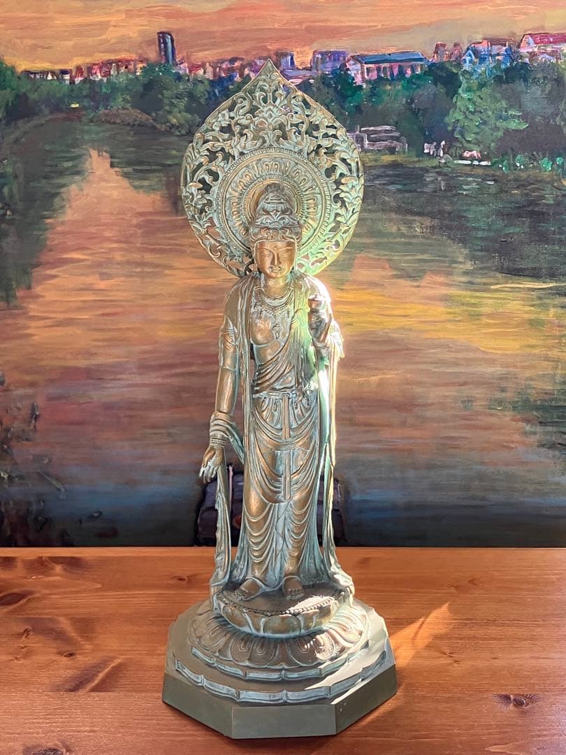 大仏師 松久宗琳(マツヒサ ソウリン)作 瑠璃観音　ブロンズ製 共箱