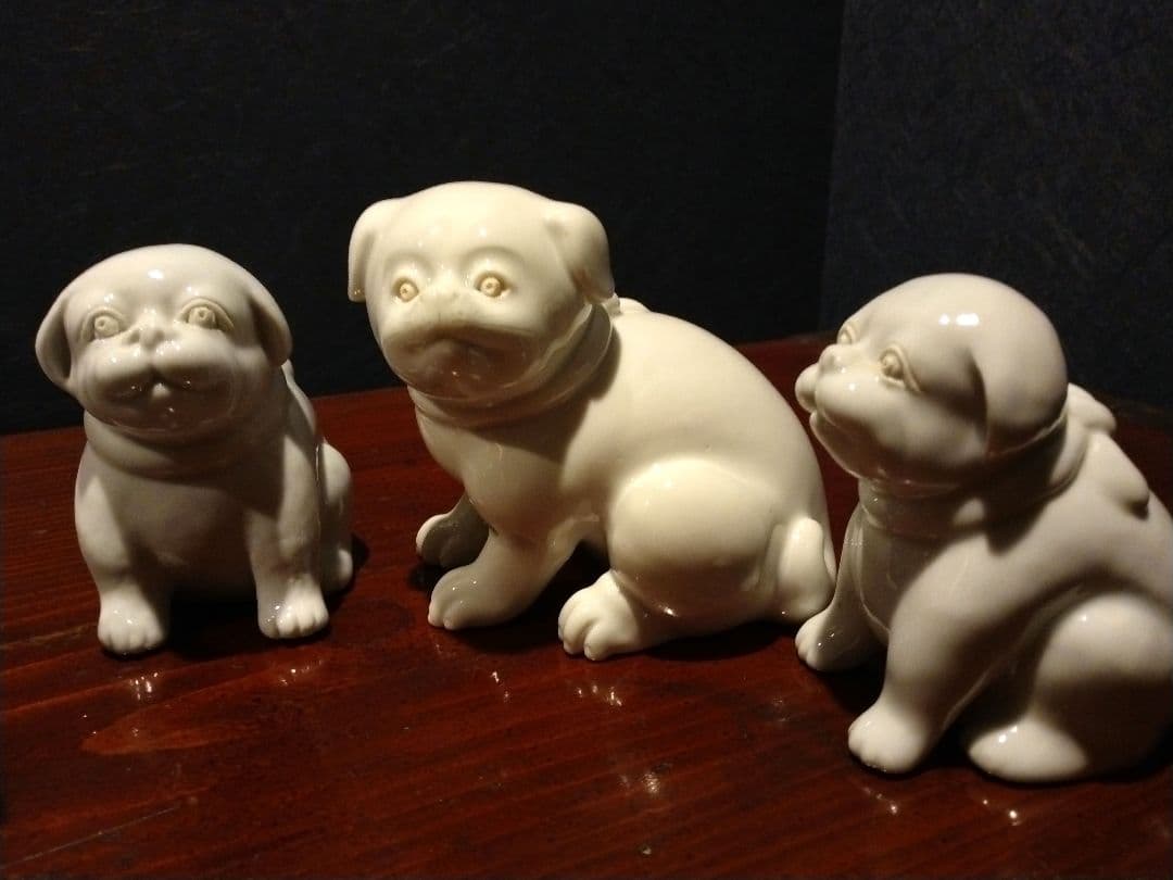 海を渡り、英国で百年以上座り続けた仔犬B正面！明治～大正期 平戸焼古伊万里九谷猫