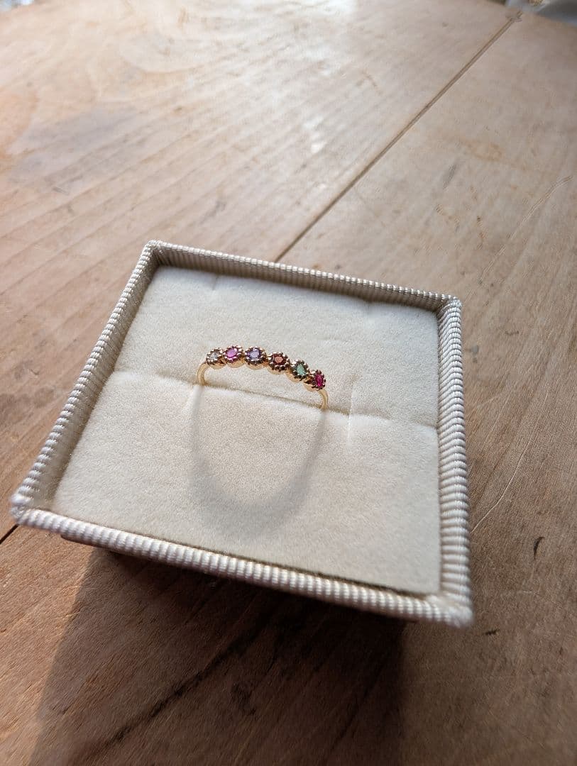 【美品】15号 BLOOM k10 イエローゴールド マルチカラー リング