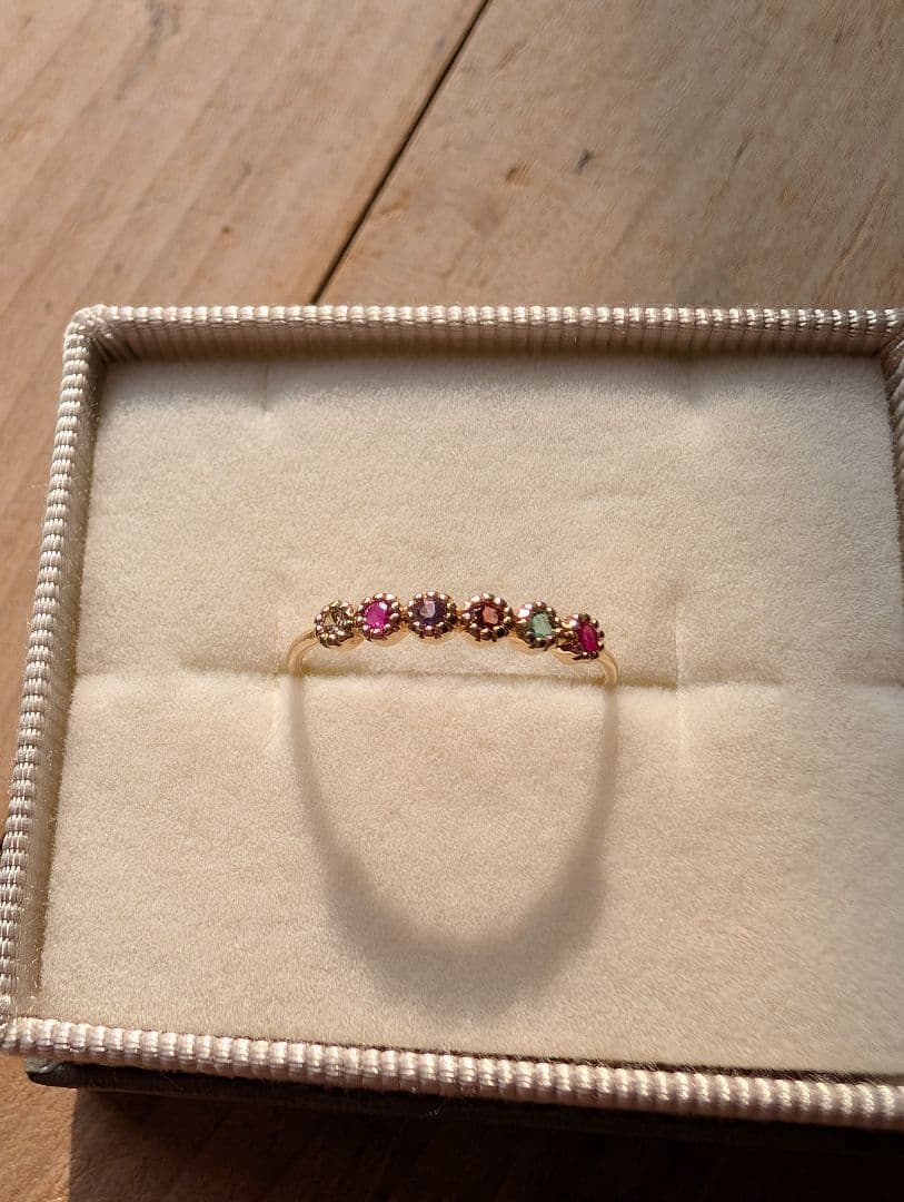 【美品】15号 BLOOM k10 イエローゴールド マルチカラー リング