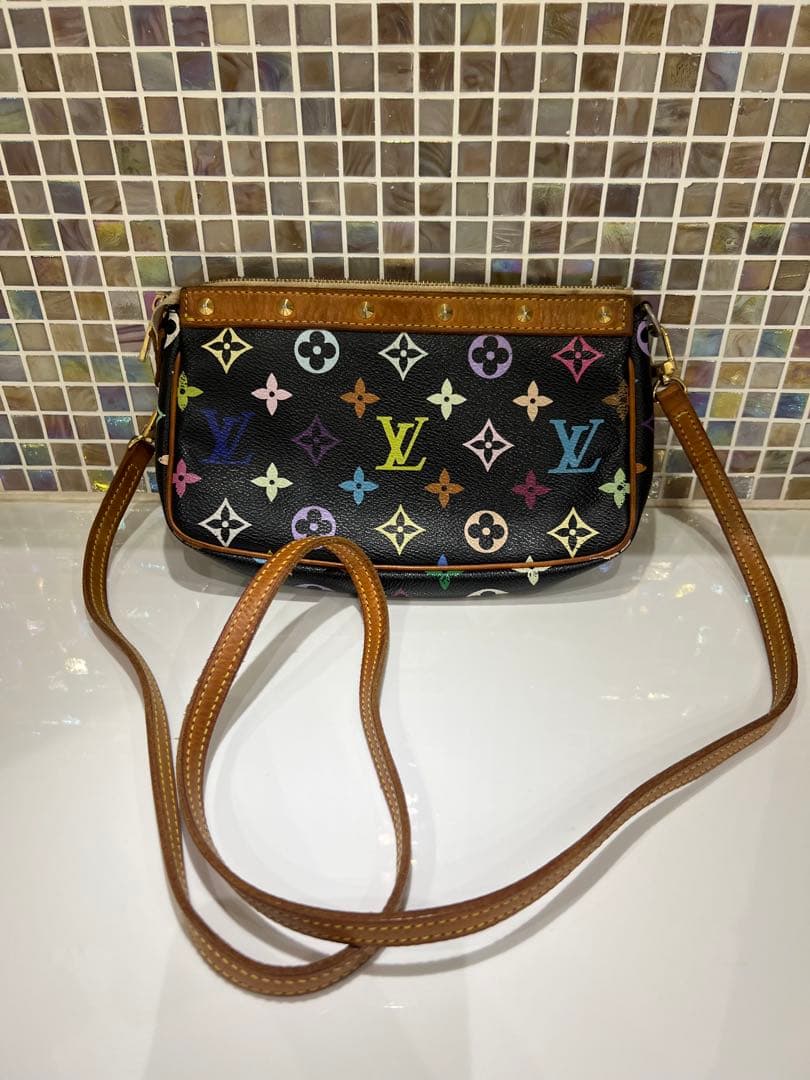 Louis Vuitton ルイヴィトン　黒マルチカラー ショルダーバッグ村上隆