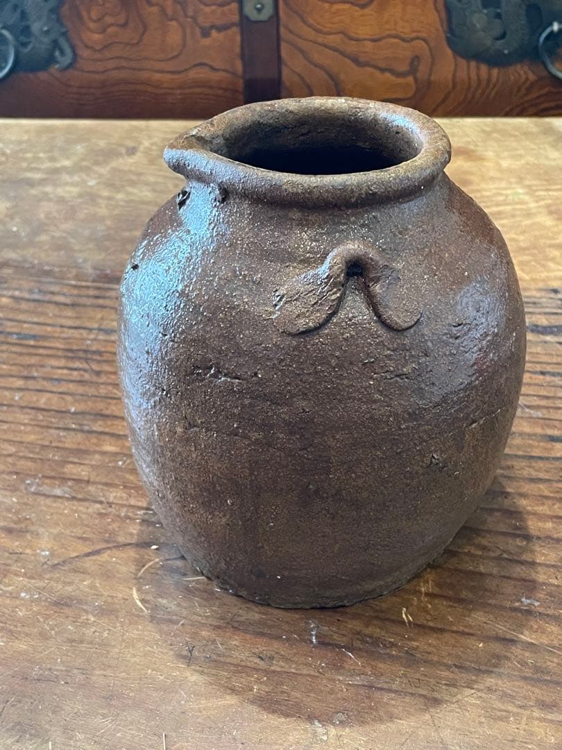 【青海】越前お歯黒壷 六古窯の一つ　室町時代から、江戸時代