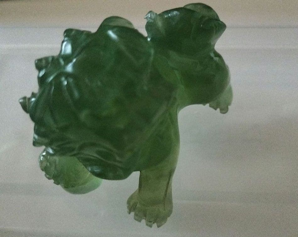 天然石　翡翠　獅子　 置物