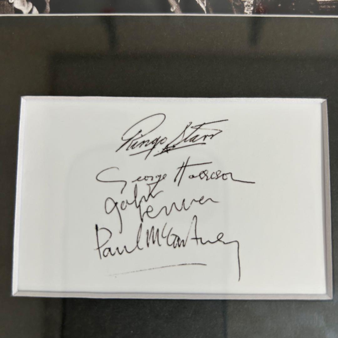 ビートルズ サイン 証明書付 4人 レットイットビー 額縁