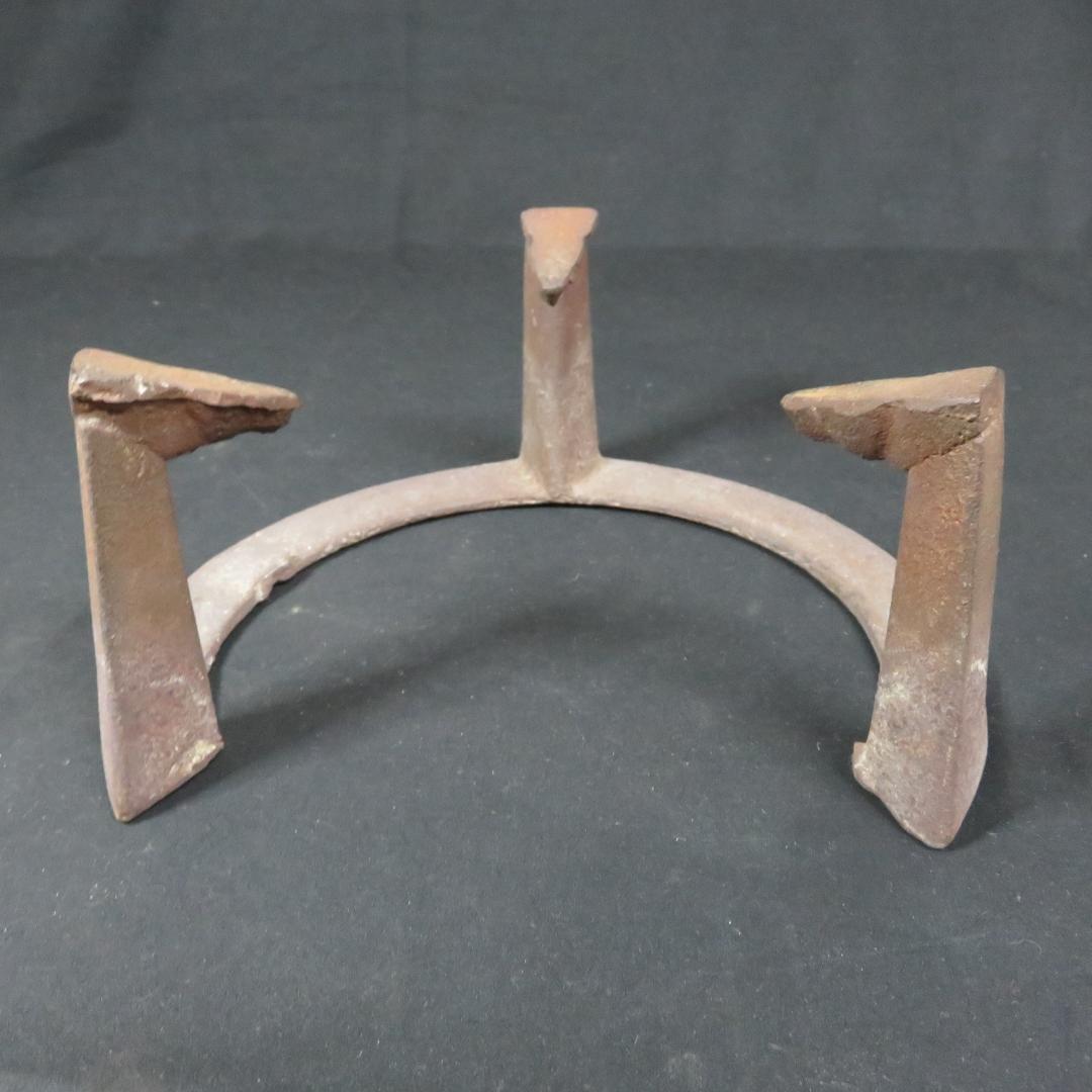 風炉 五徳 茶道具 茶器 炉 鬼爪 唐銅 唐鋼 面取風炉 木箱