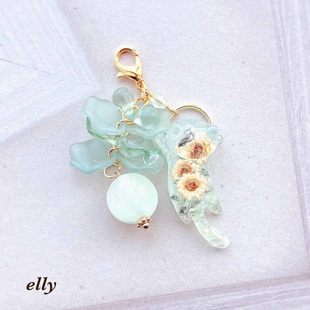 【sawasawa様】1374.天然石　琉球ガラス　星型　ジャンピング猫　レジン