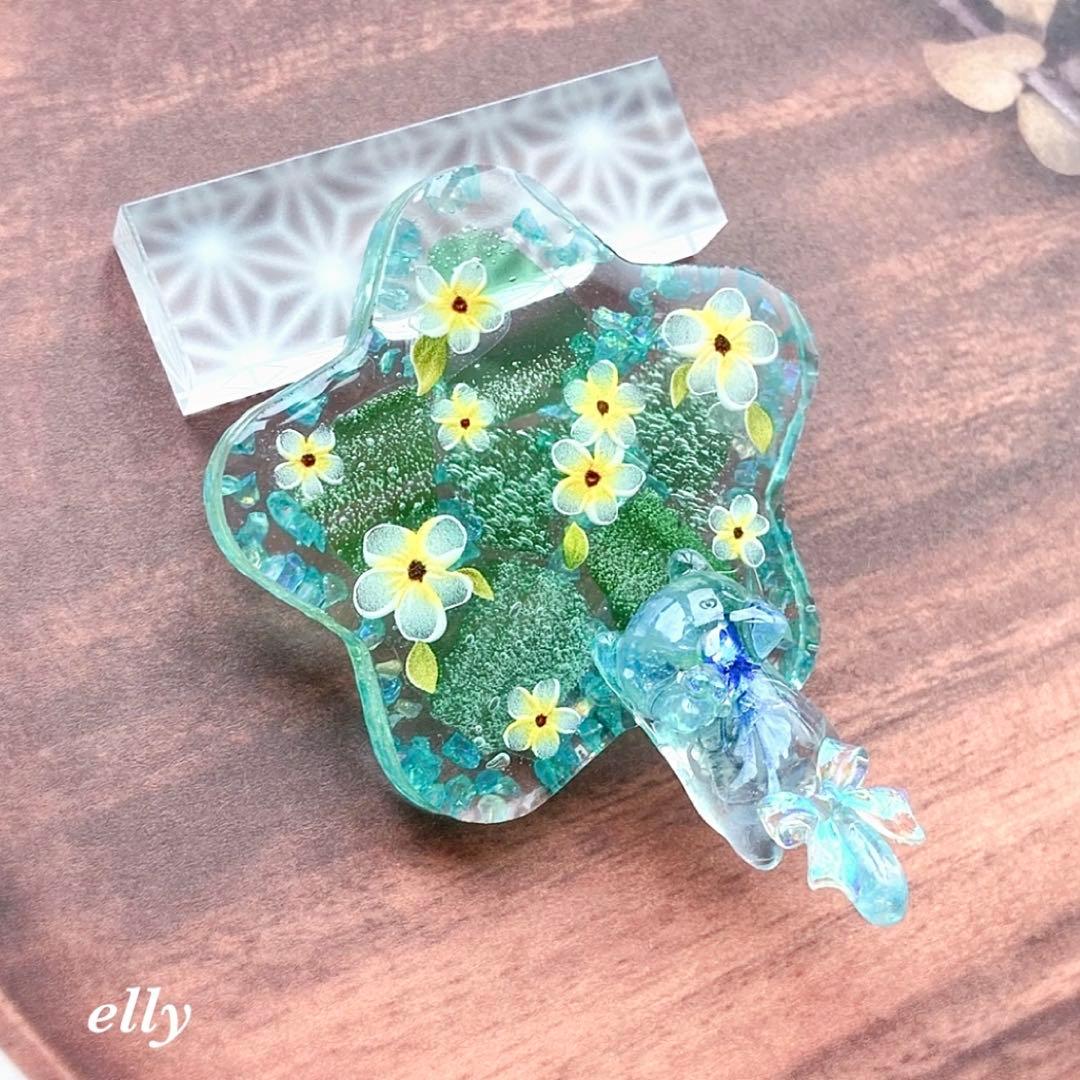 【sawasawa様】1374.天然石　琉球ガラス　星型　ジャンピング猫　レジン