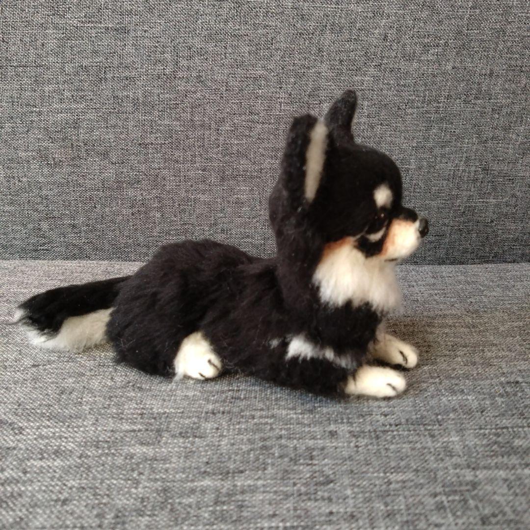 羊毛フェルト チワワ　犬　ハンドメイド　ぬいぐるみ　置物