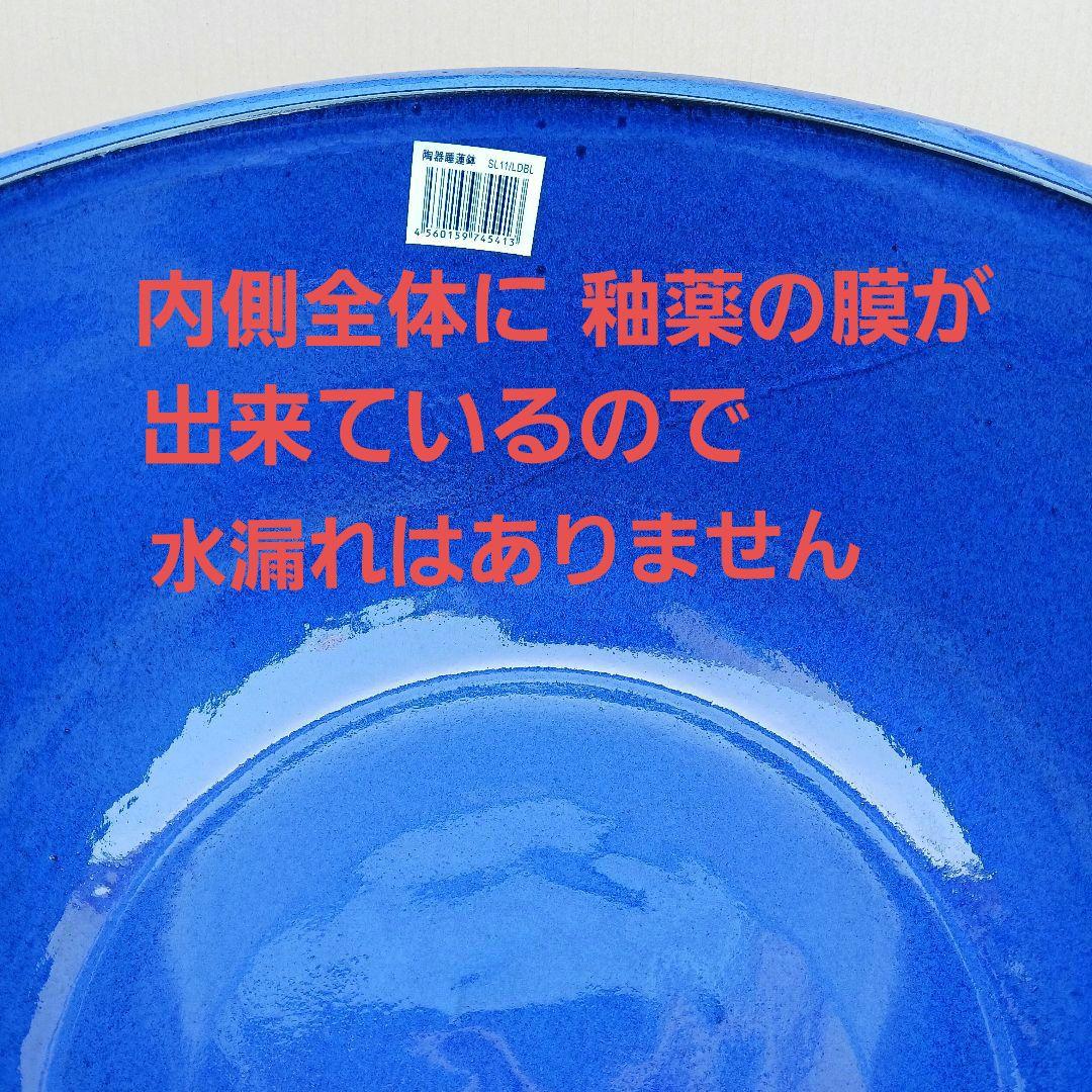 新品　∅51　特大　陶器　睡蓮鉢　手造り　メダカ鉢　難有　ラピスブルー　青LDB