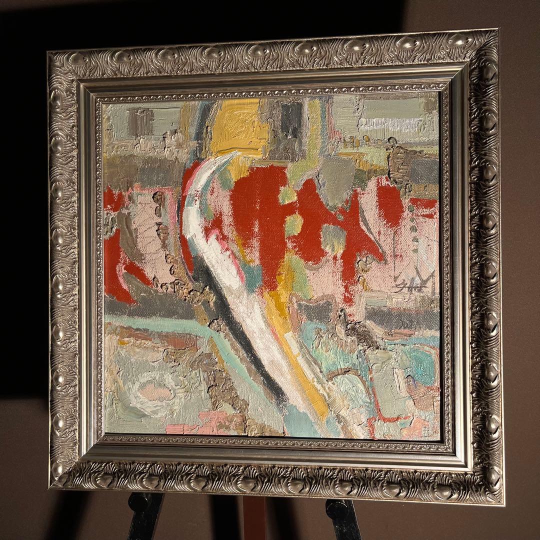 ★真作★ 文勝(ウンシュン) 無題 油絵 額付き 貴重作品