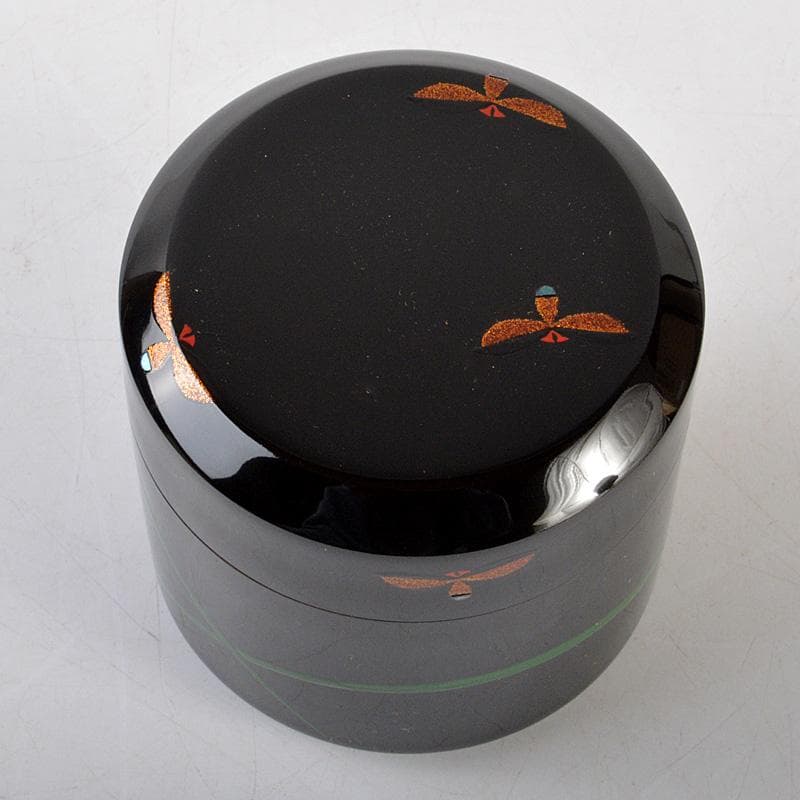 茶道具　中村宗悦作　即中斎好　早苗蛍　螺鈿装飾　雪吹茶器　共箱　V　6562