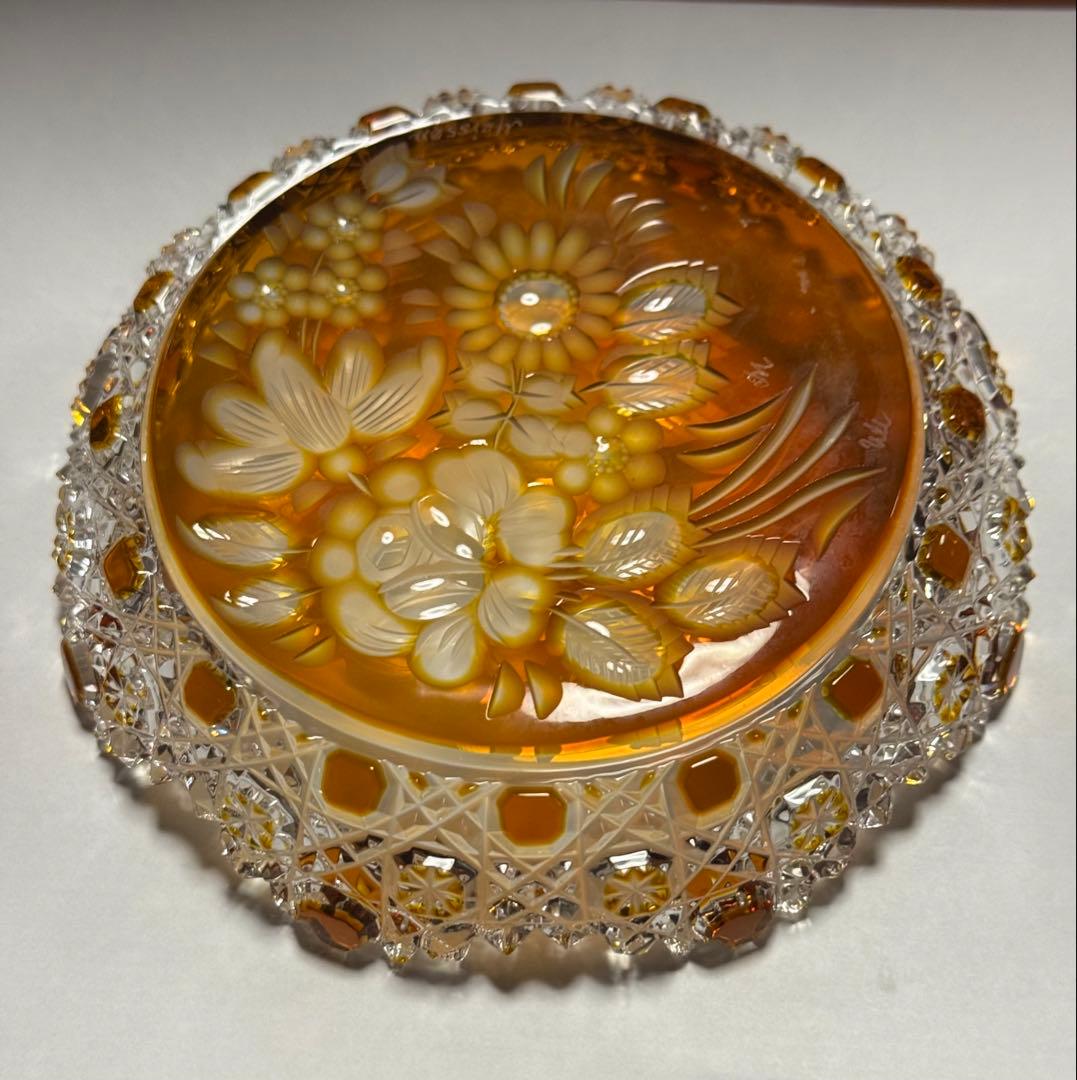 『 マイセン クリスタル ガラス オレンジ被せ』 《ヴィンテージ》《未使用》