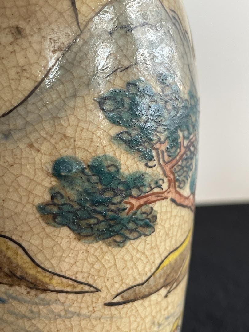 青木木米 京焼 徳利 酒器 花入 山水図 時代物 古陶磁 旧家蔵出 江戸期