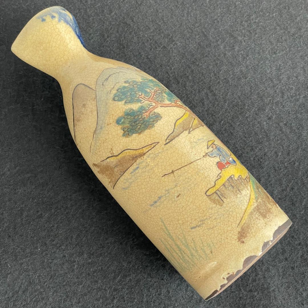 青木木米 京焼 徳利 酒器 花入 山水図 時代物 古陶磁 旧家蔵出 江戸期