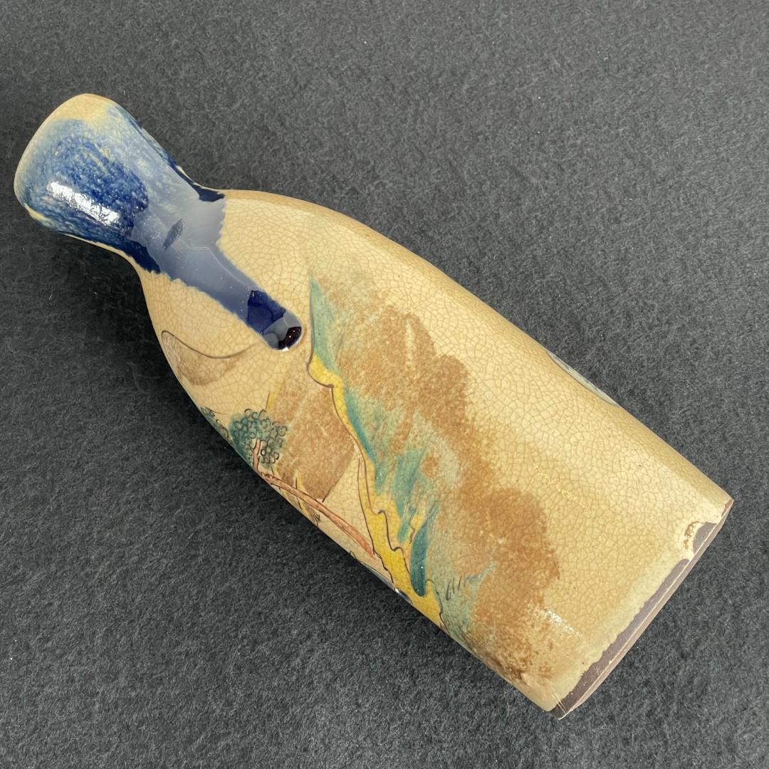 青木木米 京焼 徳利 酒器 花入 山水図 時代物 古陶磁 旧家蔵出 江戸期