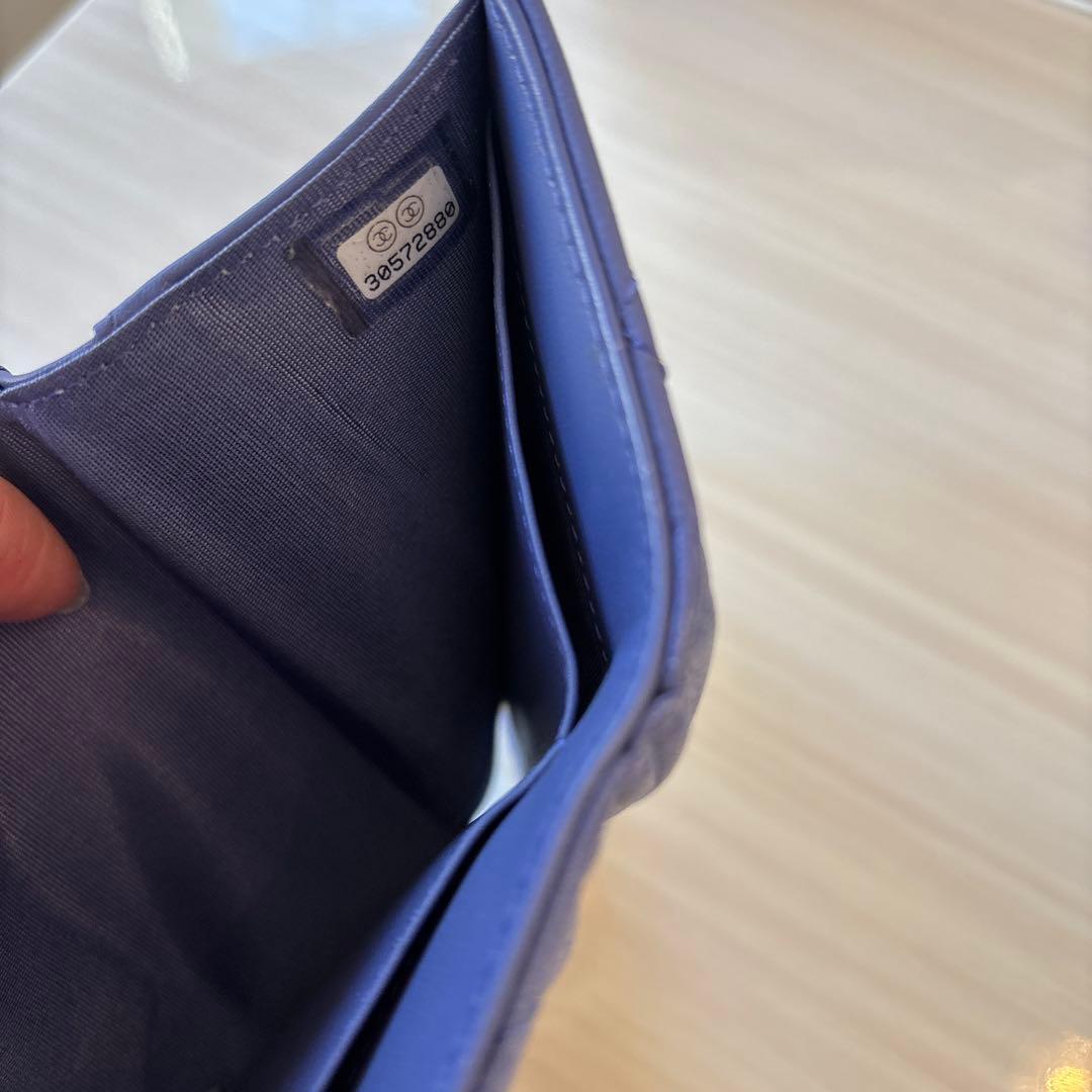 【お値下げ中】CHANEL 紫 キルティング 三つ折り財布