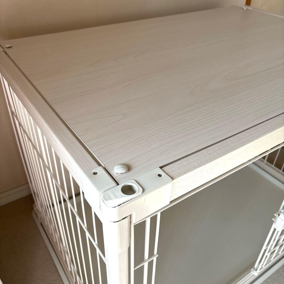 犬用ケージ ホワイト 木製天板　ペットケージ　ウッディサークル