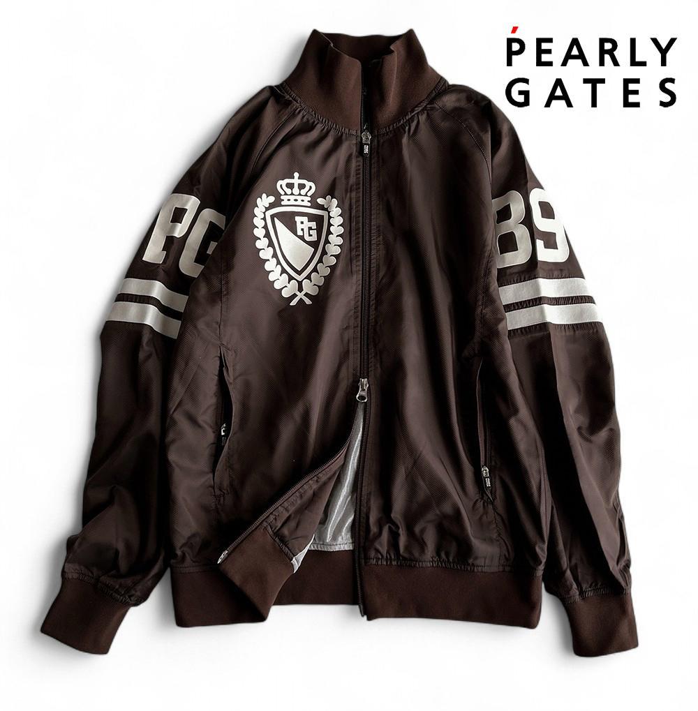 美品パーリーゲイツ 蓄熱フィルム裏地 ダブルジップスニードジャケット濃茶