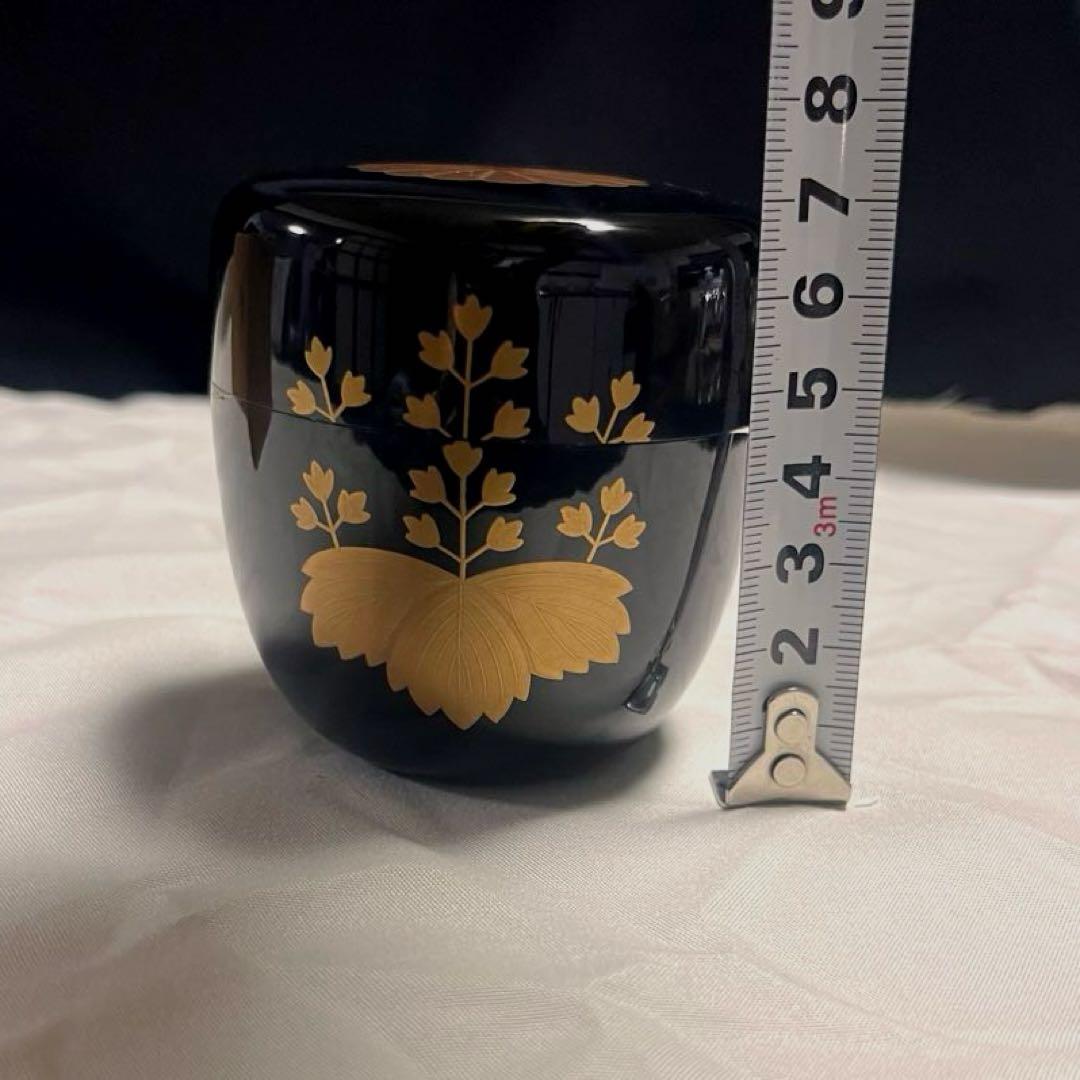 茶道具　輪島塗　藤野松香作　螺鈿細工 菊紋　棗 利休　茶道具 金箔装飾　共箱