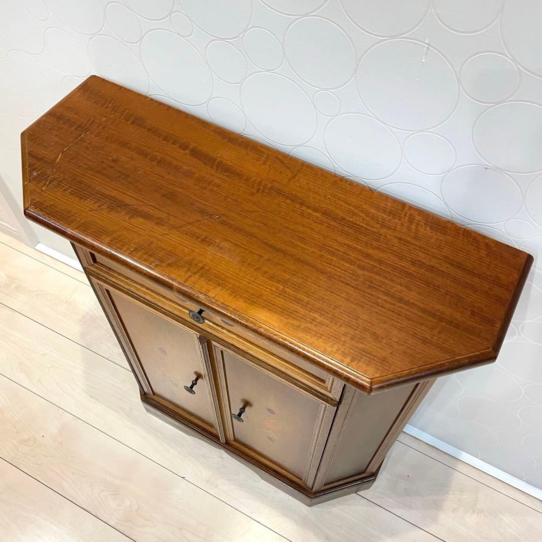 アンティーク調 象嵌 キャビネット 木製 収納棚 サイドボード コンソール