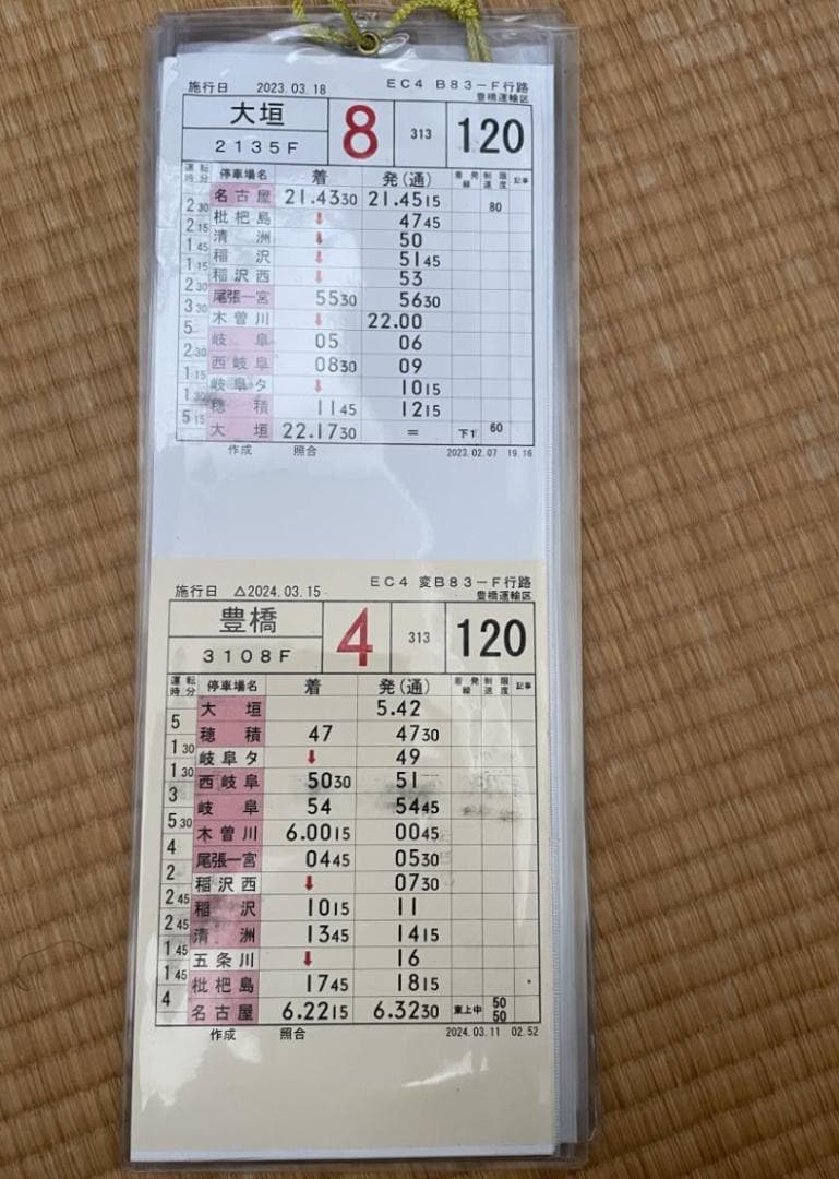 【歴史的資料】JR東海スタフ 2024.3.15 実質最終の紙製スタフ 放出極小