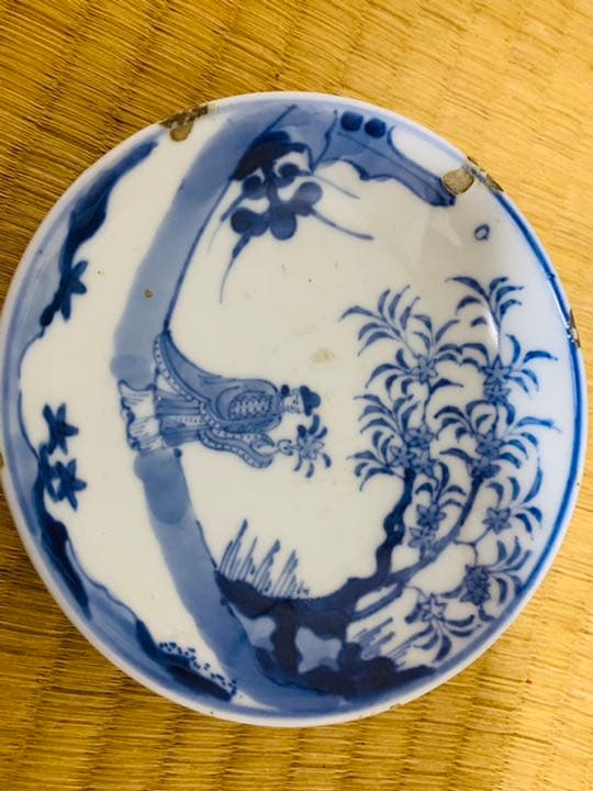 明時代末期人物描染付(青花)お皿