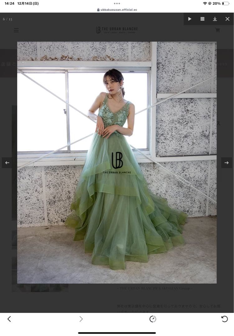 m*i様 ビーズ刺繍 緑のチュールドレス　アーバンブランシェ