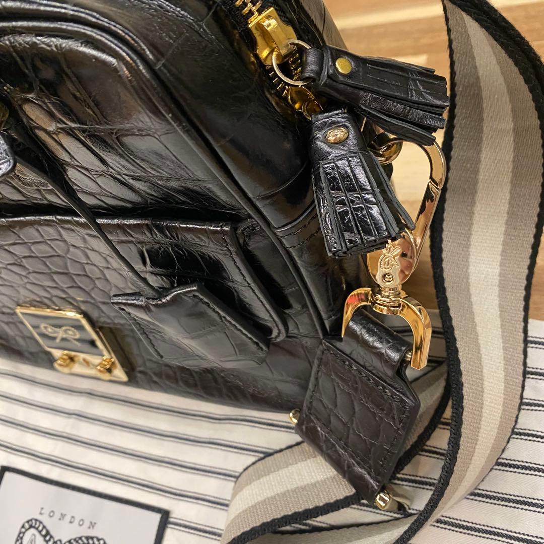 s*4様 Anya Hindmarch クロコ型押し 2WAY ハンドバッグ カ