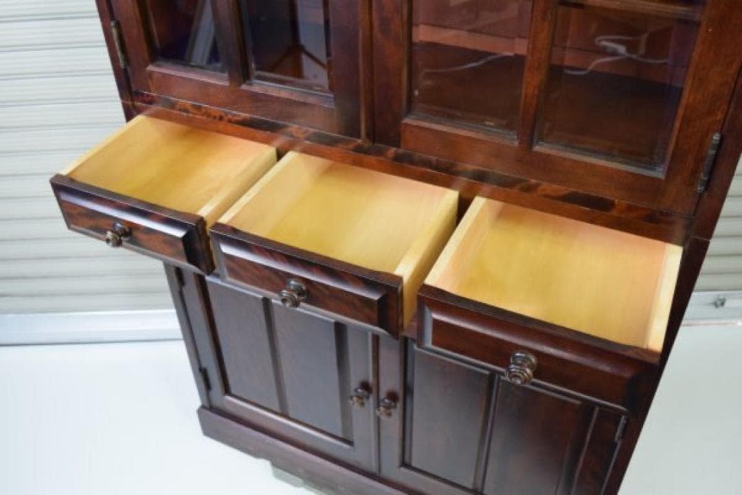 北海道民芸家具 アンティーク 木製 キャビネット 食器棚 飾り棚 HM160K