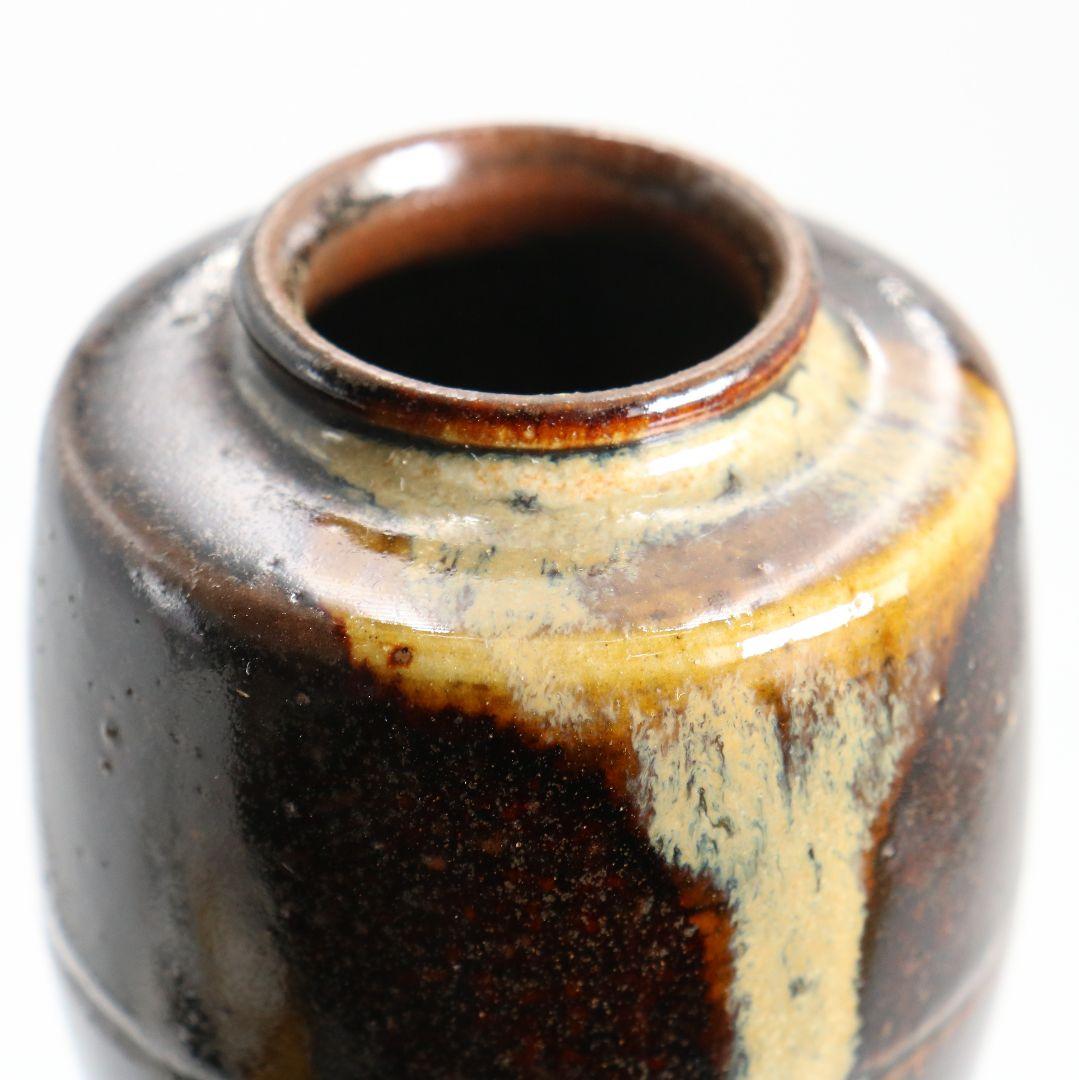 陽炎園 膳所焼 淡海ぜぜ 肩衝茶入 茶道具 仕覆付　V851　NT7