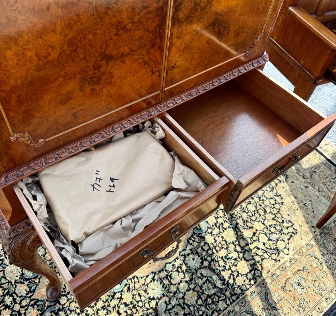 英国アンティーク カクテルキャビネット 1930年代 ウォルナット材 未使用保管