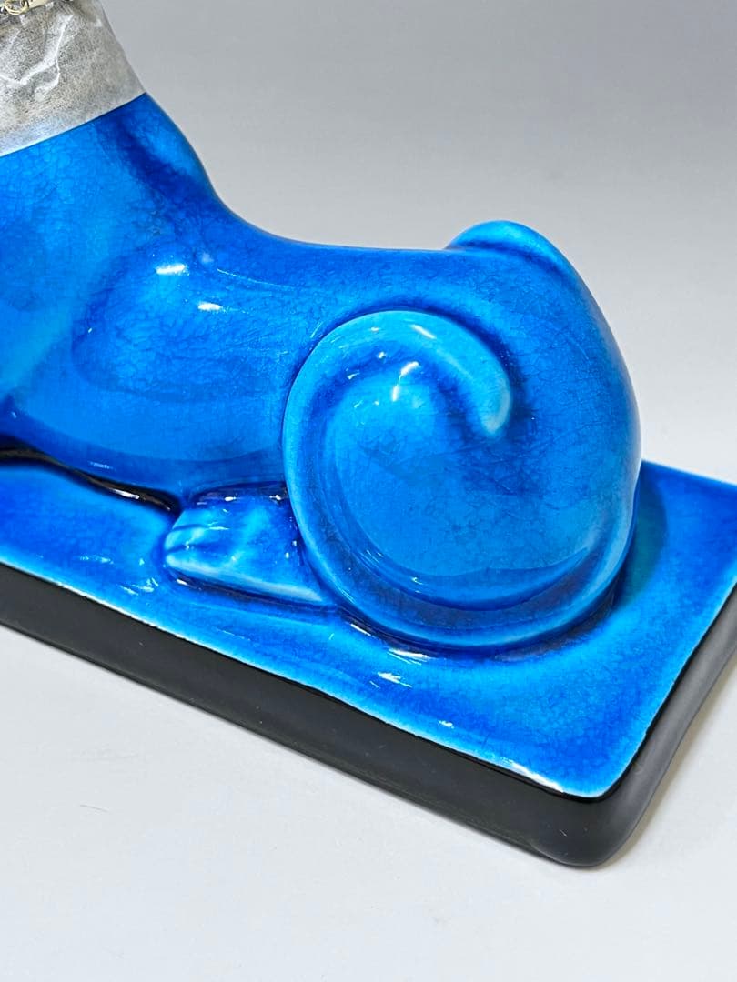 E329美濃焼　幸兵衛窯　青釉オーナメント　アヌビス　エジプト犬の神　アンク