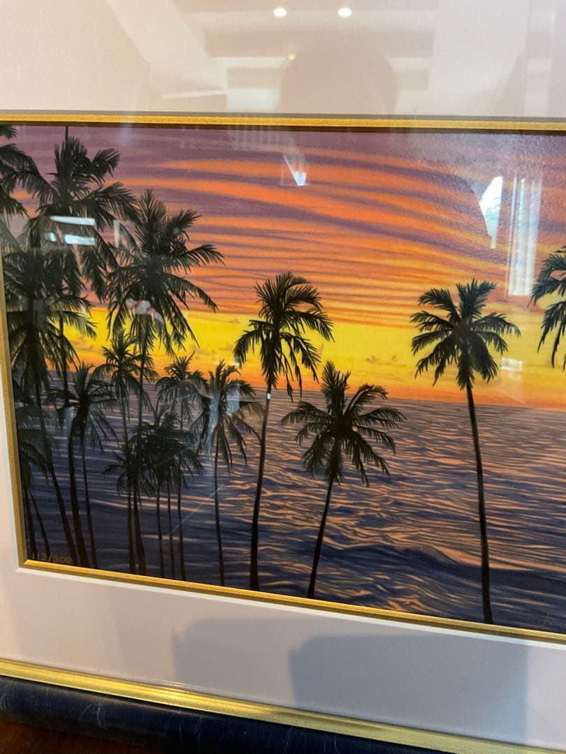 絵画　デイビッド・ガエーゴス　ヒロベイガーデン　シルクスクリーン　海