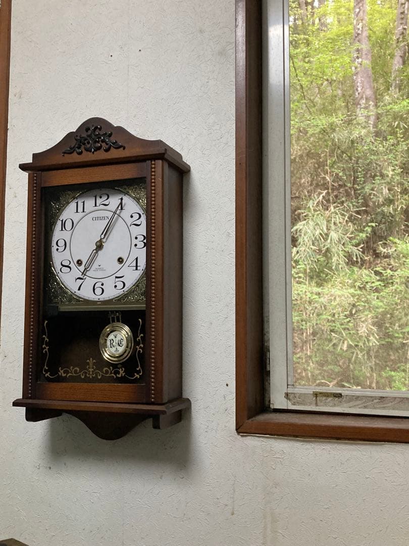 citizen昭和アンティーク柱時計 修復クォーツ新品使用 振り子作動 無音